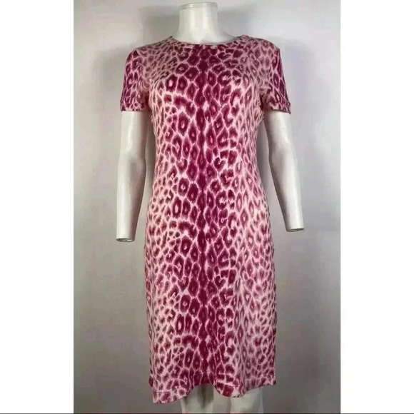 Vintage Moschino Cheap & Chic Pink Leopard Knit Wool Dress - Picture 4 of 7